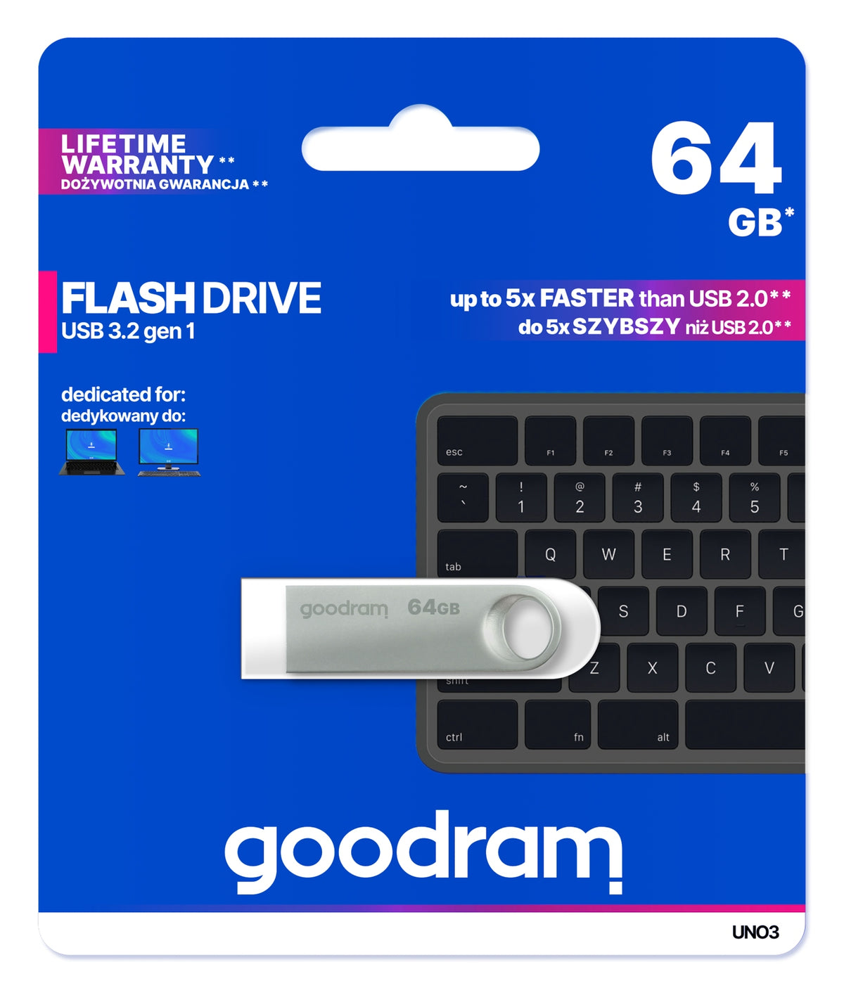 GOODRAM 64 GB UNO3 Silver USB 3.2 pendrive