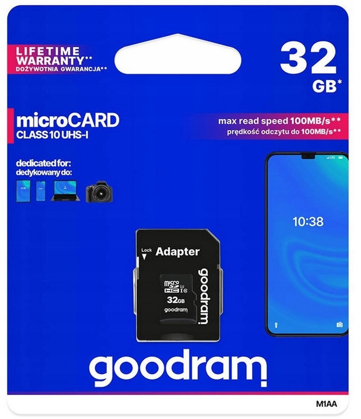 GOODRAM MICROSD CARD 32 GB MICRO + SD ADAPTER