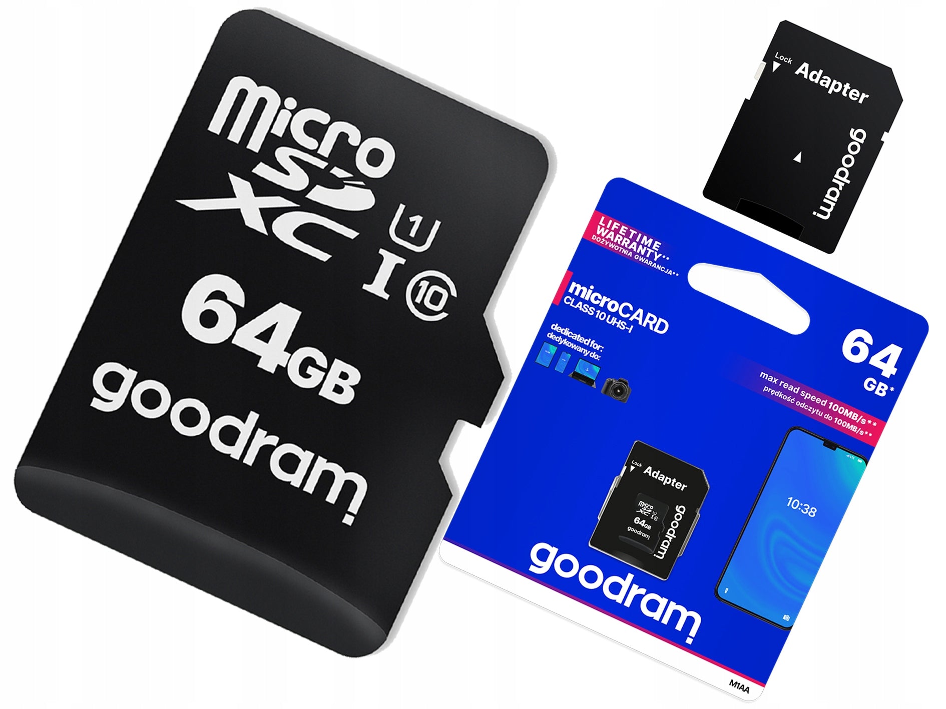 GOODRAM MicroSDXC 64 GB CLASS 10 UHS-I/U1 Micro SD card + SD Adapter Packaging status original
