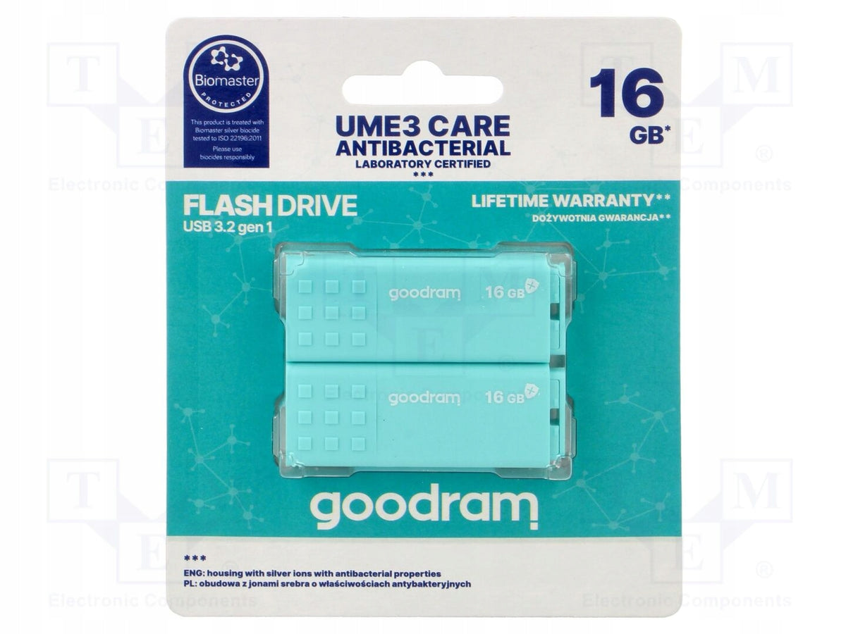 GOODRAM Pendrive; USB 3.2 Gen 1; 16GB; R: 60MB/s; W: 20MB/s; mint; USB A