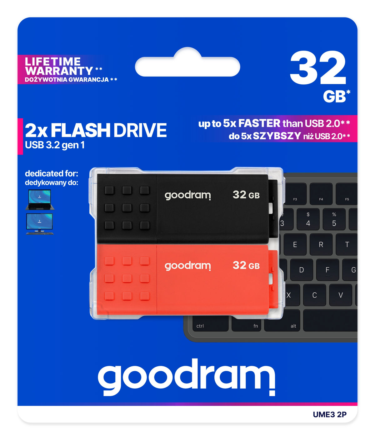 GOODRAM pendrive 2x32GB UME3 MIX USB 2.0 2 PACK