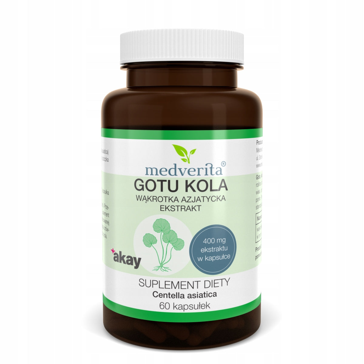 GOTU KOLA EXTRACT 20% Asiacosides 400mg Asian Thread - 60 capsules