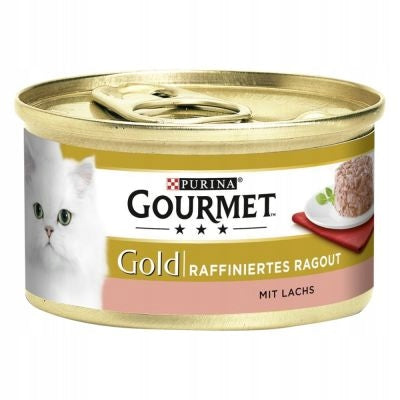 GOURMET GOLD Raffiniertes RAGOUT cat can SALMON 85g Brand Gourmet