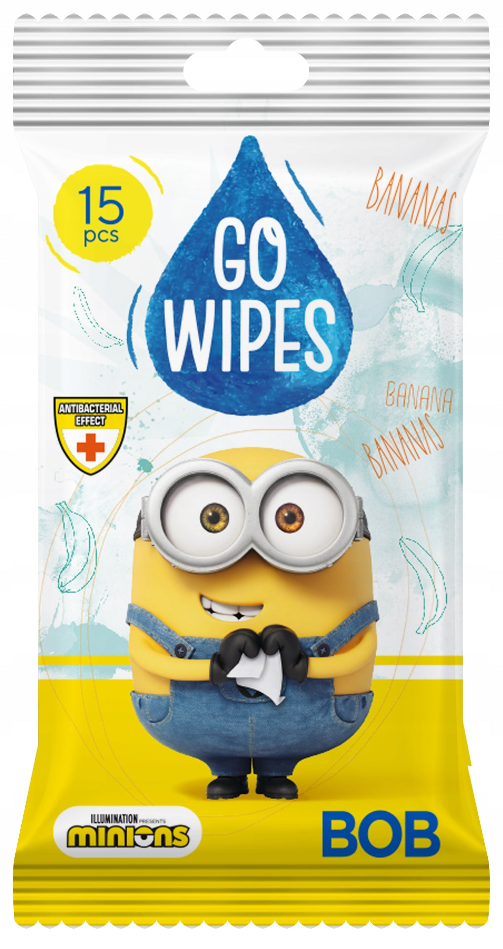 GOWIPES antibacterial wet wipes "Minions" 15pcs