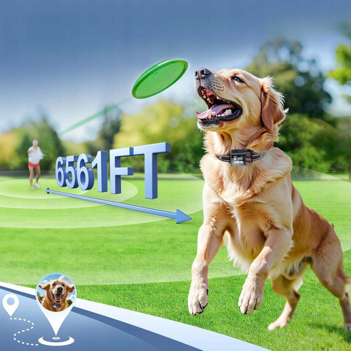GPS COLLAR WITH VIRTUAL DOG FENCE 3 MODES ADJUSTABLE REACH Manufacturer code OBROŻA DLA PSA - Z FUNKCJĄ ŚLEDZENIA GPS