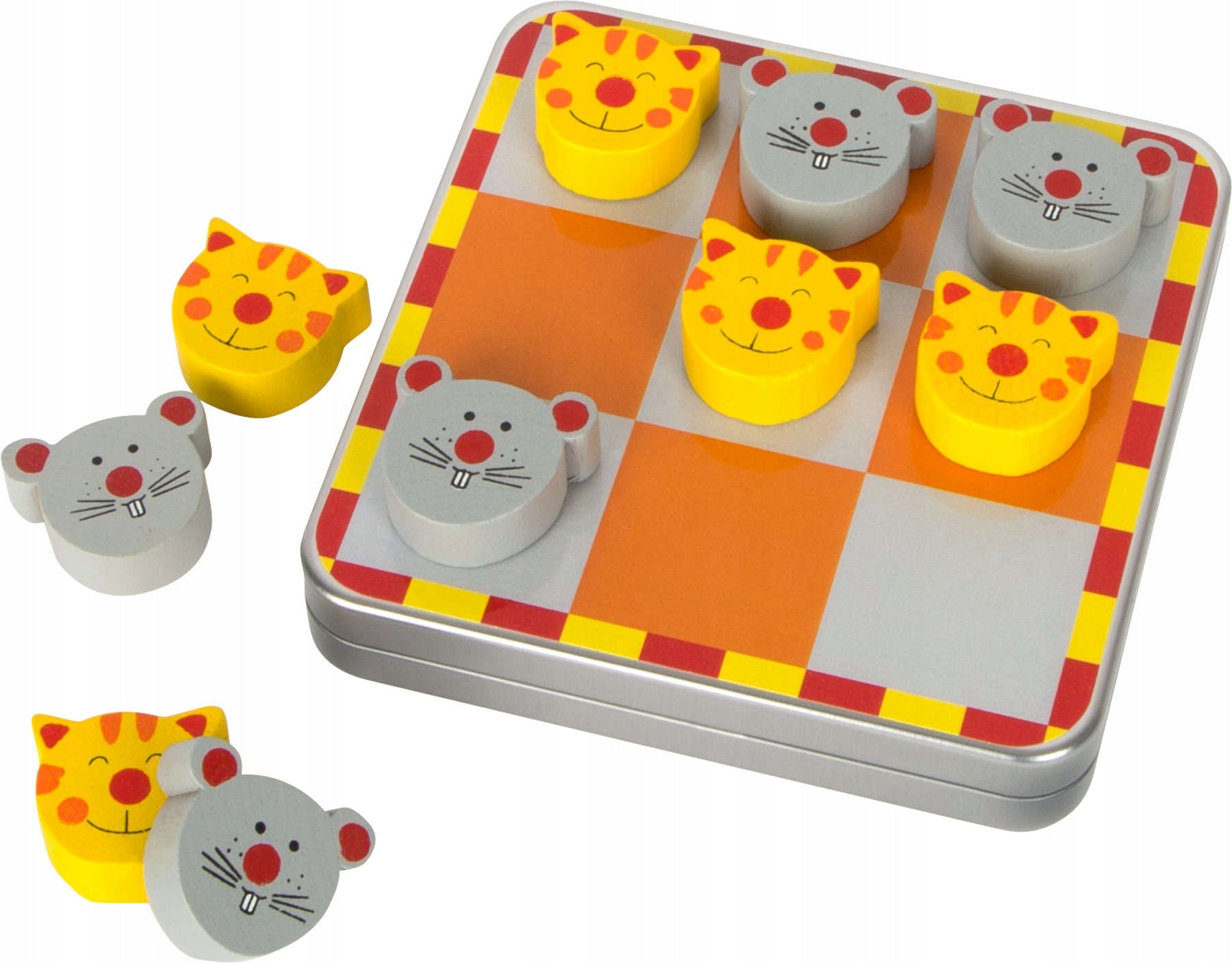 Magnetisches Brettspiel Katze und Maus in einer Metallbox 