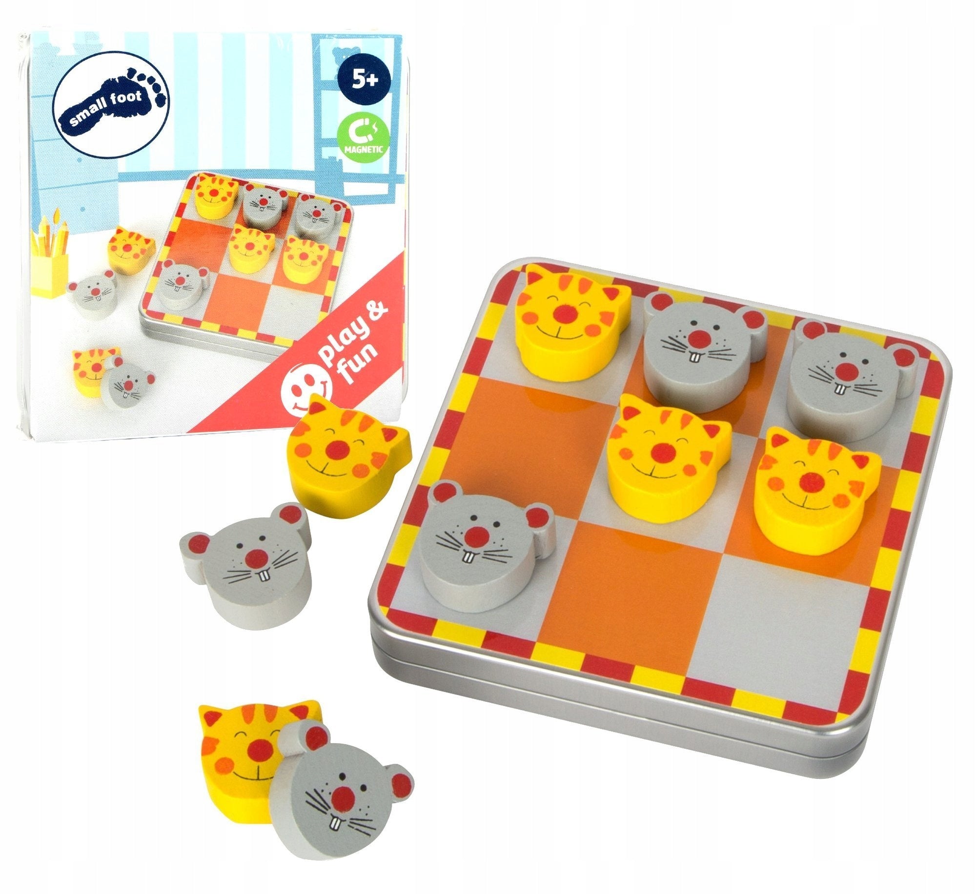 Magnetisches Brettspiel Katze und Maus in einer Metallbox 