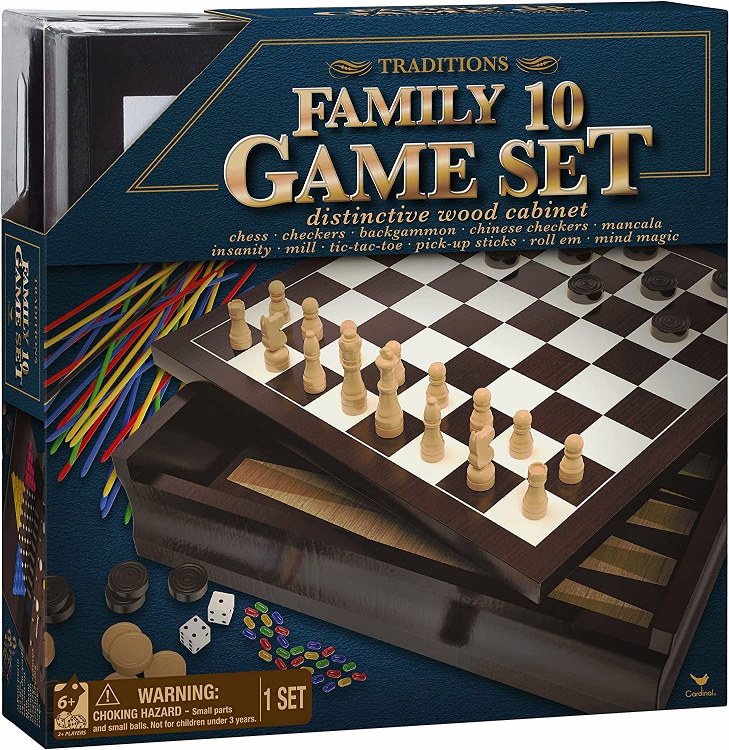 10 žaidimų rinkinys CARDINAL GAMES šeimai medinėje dėžutėje, 6033153