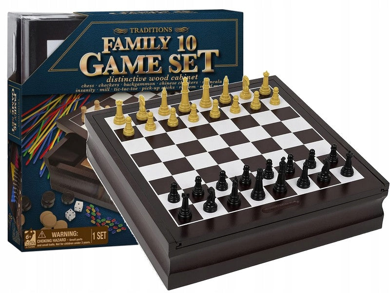10 žaidimų rinkinys CARDINAL GAMES šeimai medinėje dėžutėje, 6033153