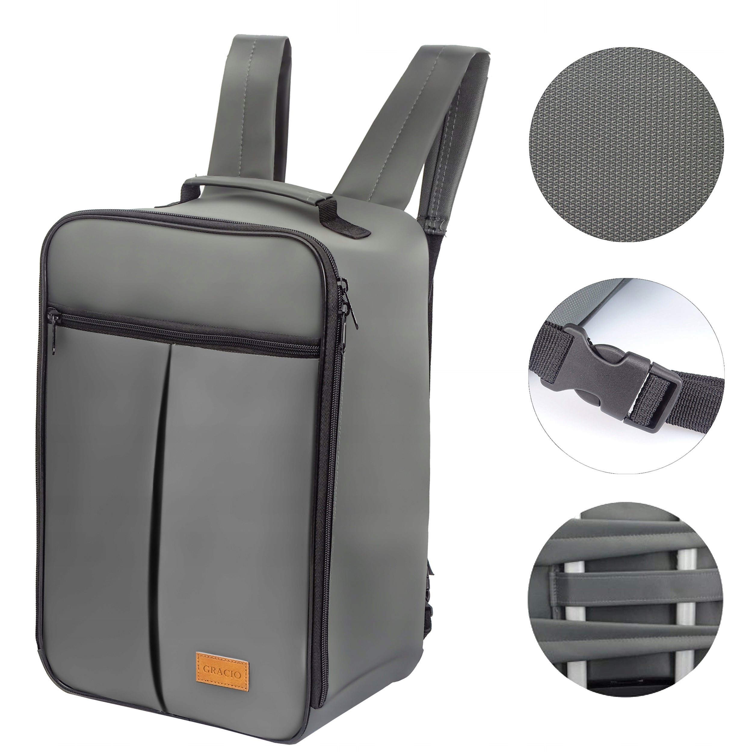 GRACIO Backpack for airplane Grey CAPACIOUS Ryanair Wizzair Bagaz