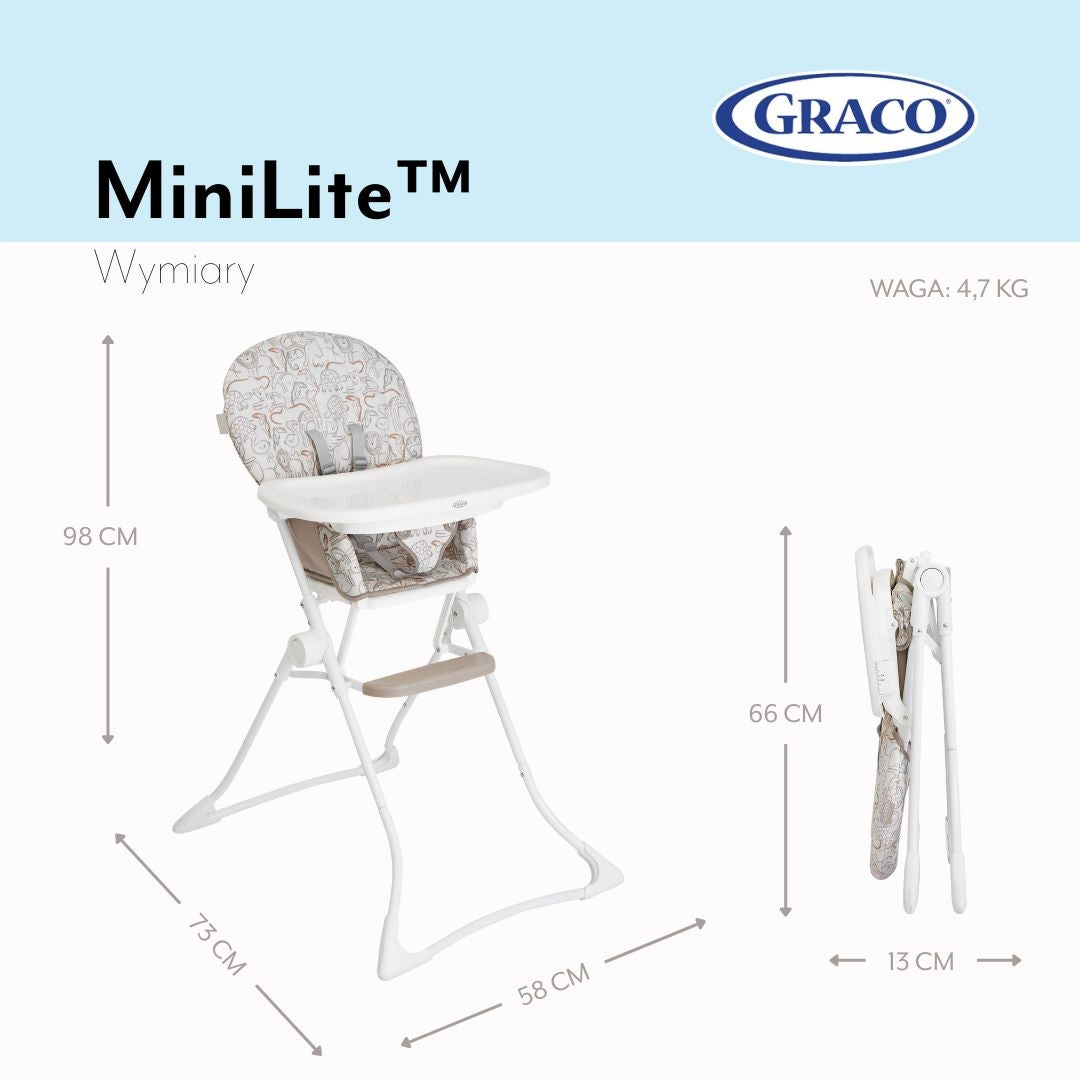 GRACO Children's high chair MINILITE ultralight and compact Color shades of brown and beige