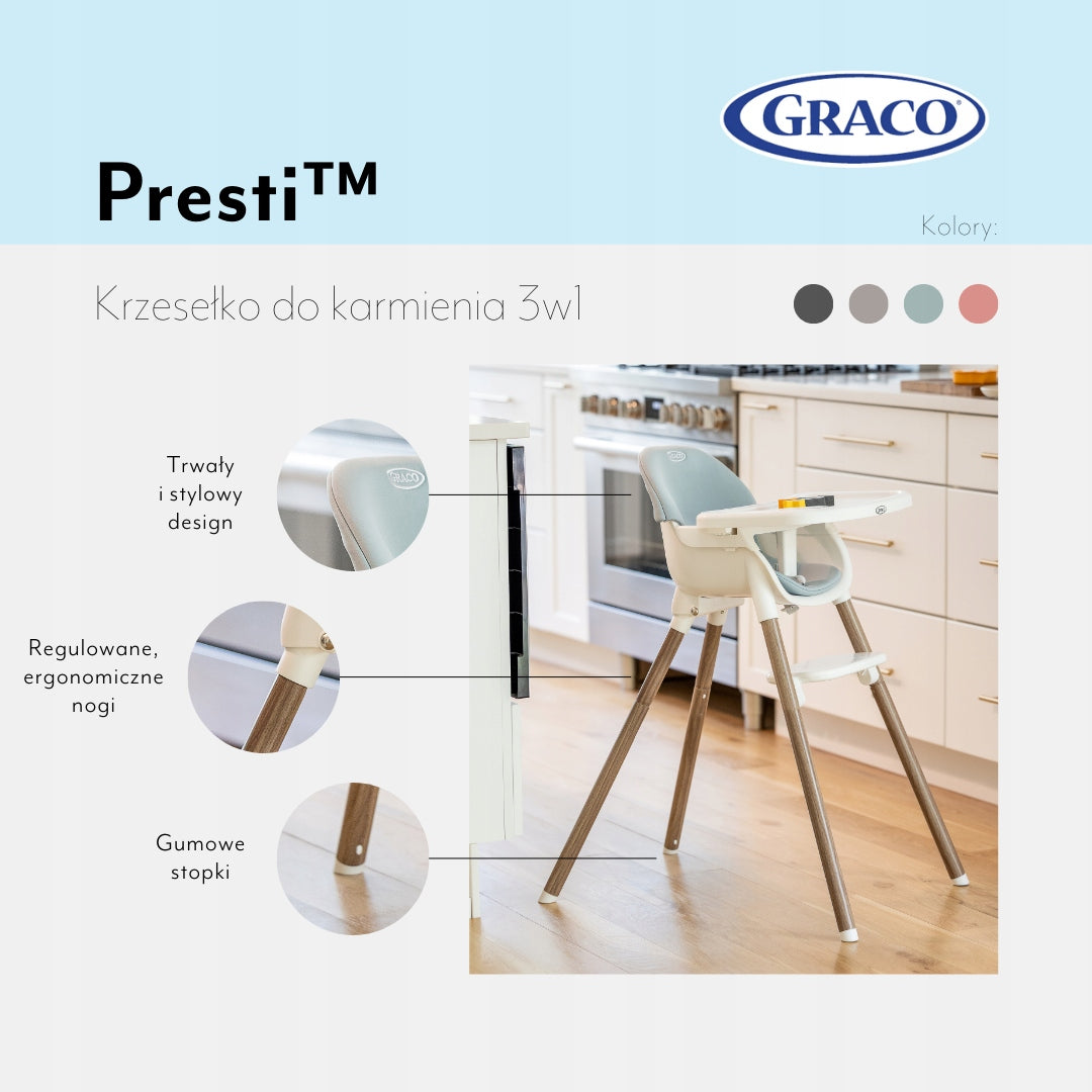 GRACO PRESTI 3-in-1 Baby Highchair, Compactly Folding Packaging status original