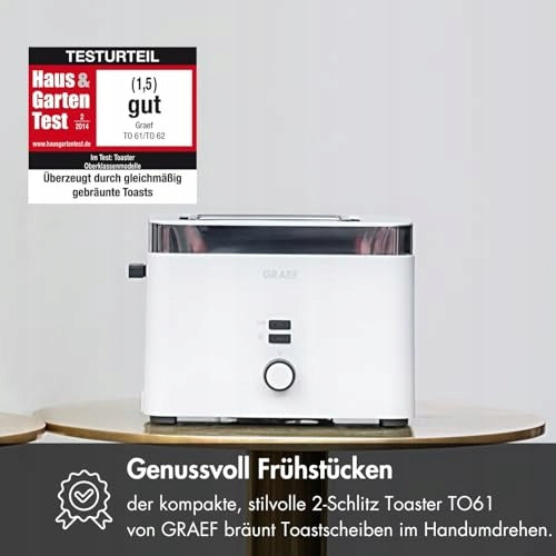 GRAEF Toaster White 27x18x19 cm Adjustable Toasting Automatic Shutdown Packaging status original