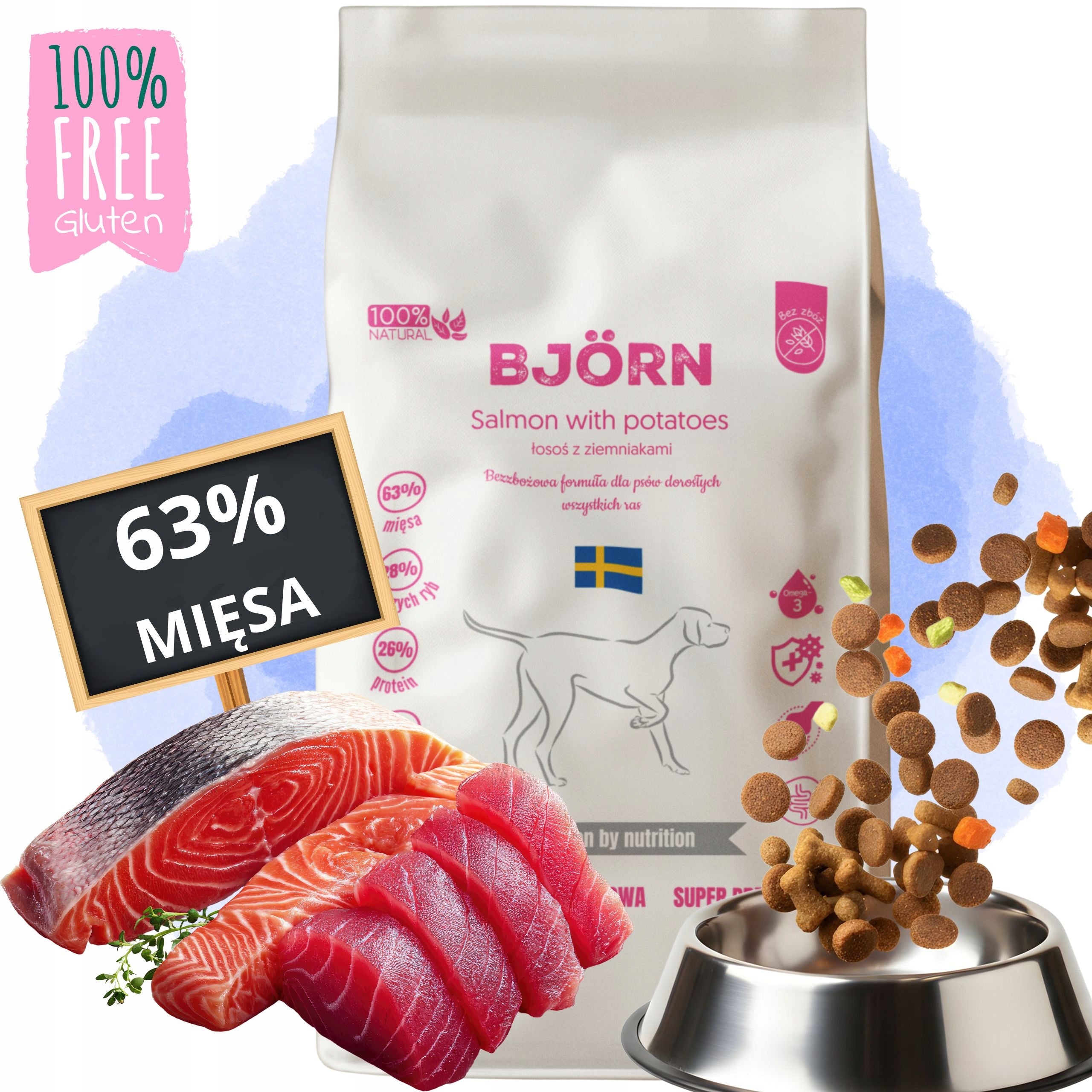 GRAIN-FREE DRY BJORN DOG FOOD WITH PREMIUM HYPOALLERGENIC SALMON 5KG