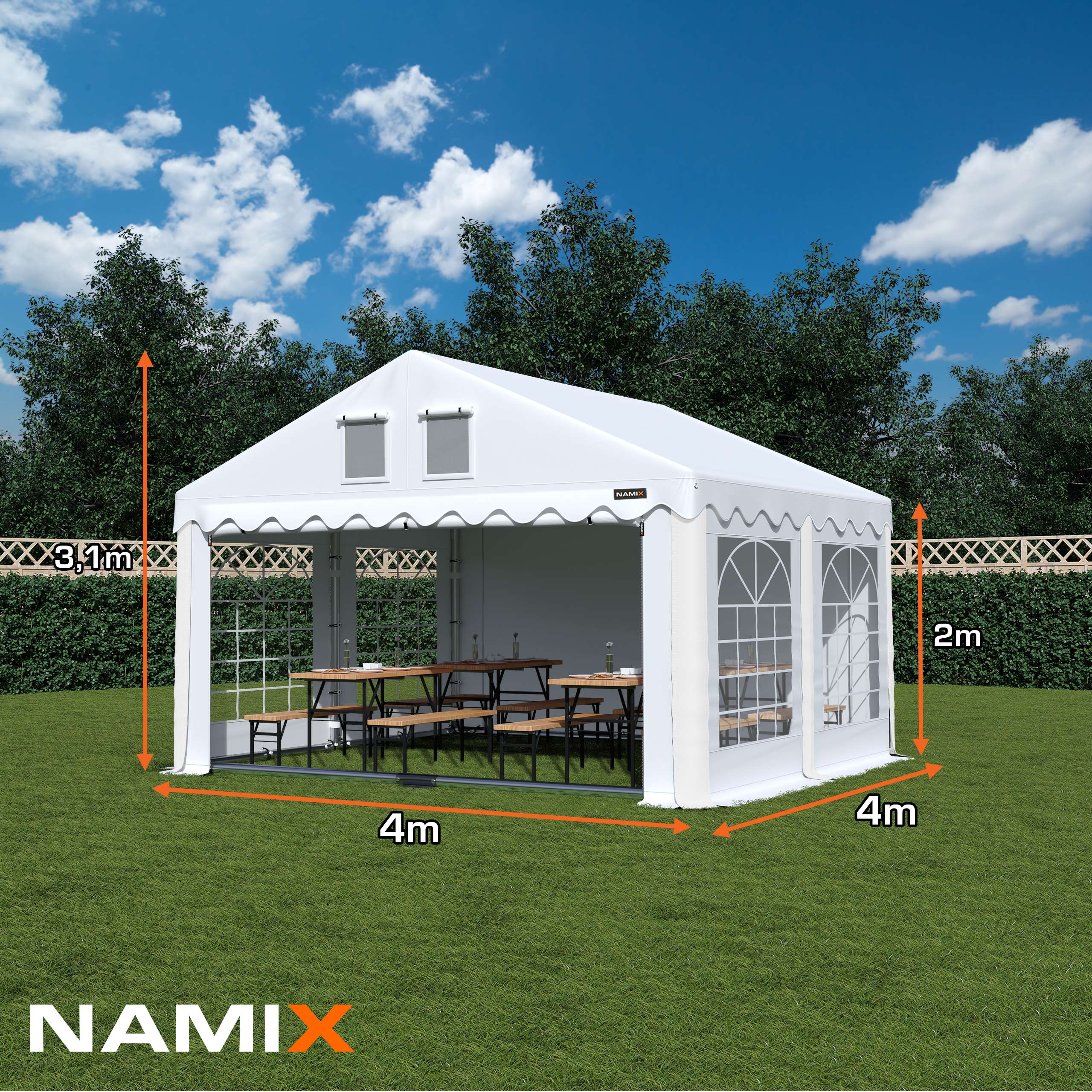 GRAND 4x4 Garden Party Tent VARIOUS COLORS Manufacturer NAMIX