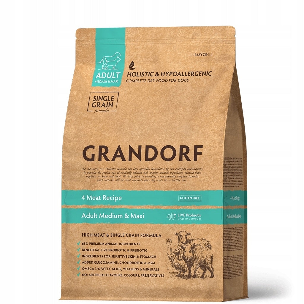 GRANDORF 4 MEAT MEDIUM MAXI ADULT 4 MEAT DRY DOG FOOD 10kg Brand Grandorf
