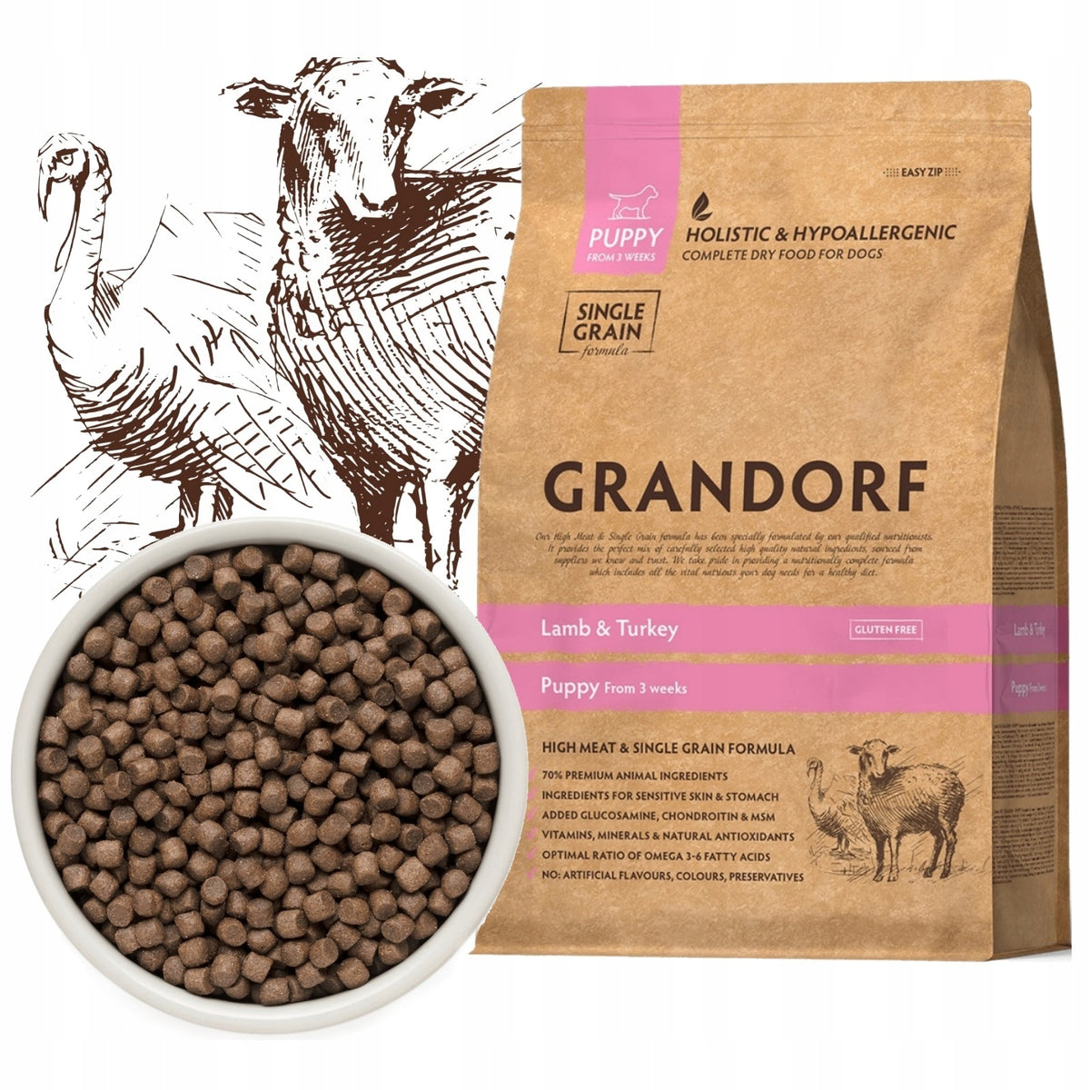 GRANDORF LAMB TURKEY PUPPY FOOD 1kg