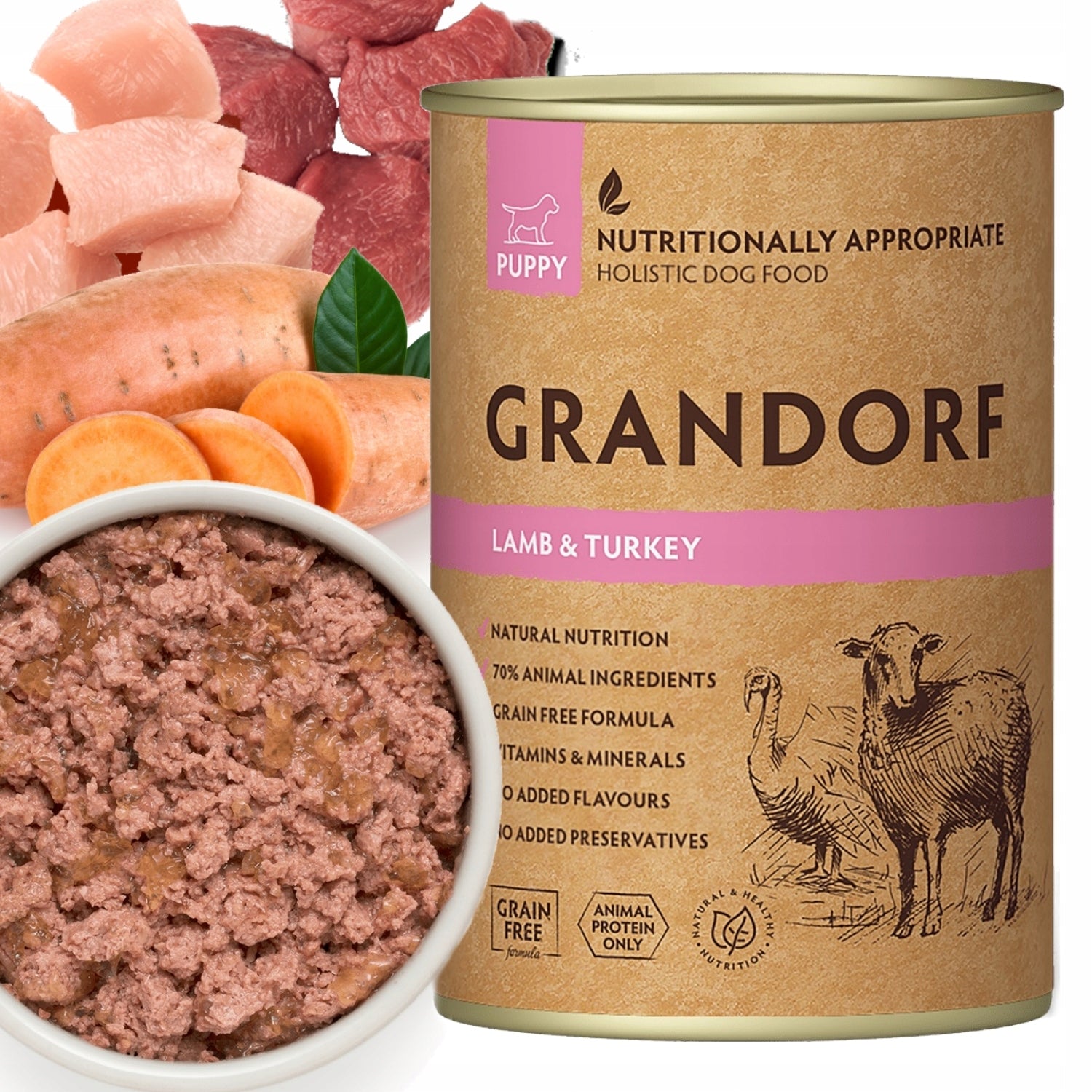 GRANDORF LAMB TURKEY PUPPY LAMB TURKEY WET PUPPY FOOD 400g