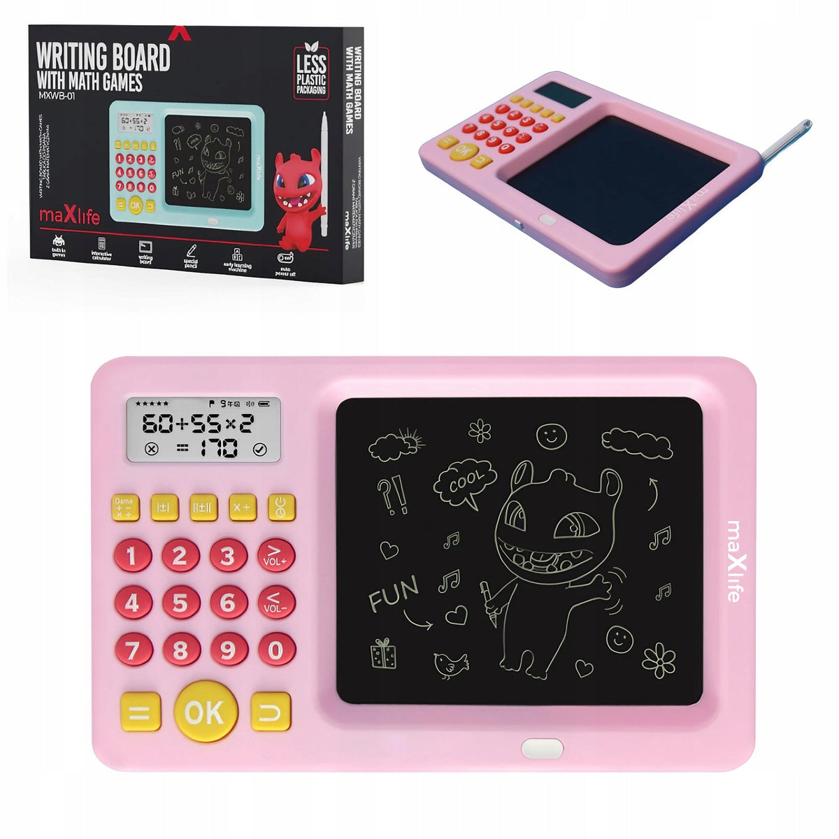 GRAPHIC TABLET FOR DRAWING SCIENCE ANG MATHEMATICS WITH CALCULATOR PINK