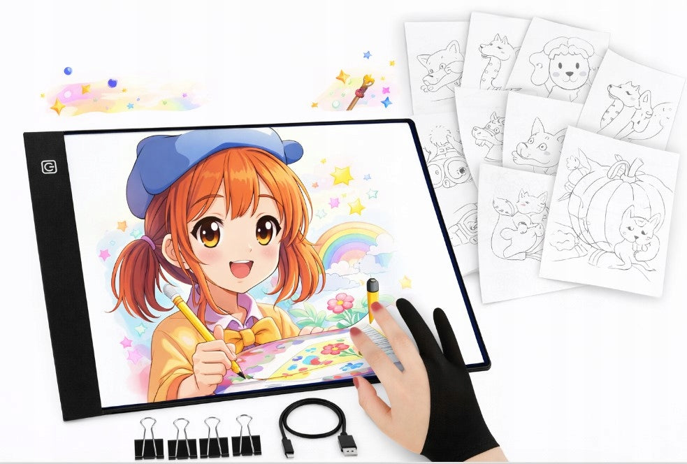GRAPHIC TABLET - LED DRAWING BOARD WITH PRINTED READY-MADE TEMPLATES