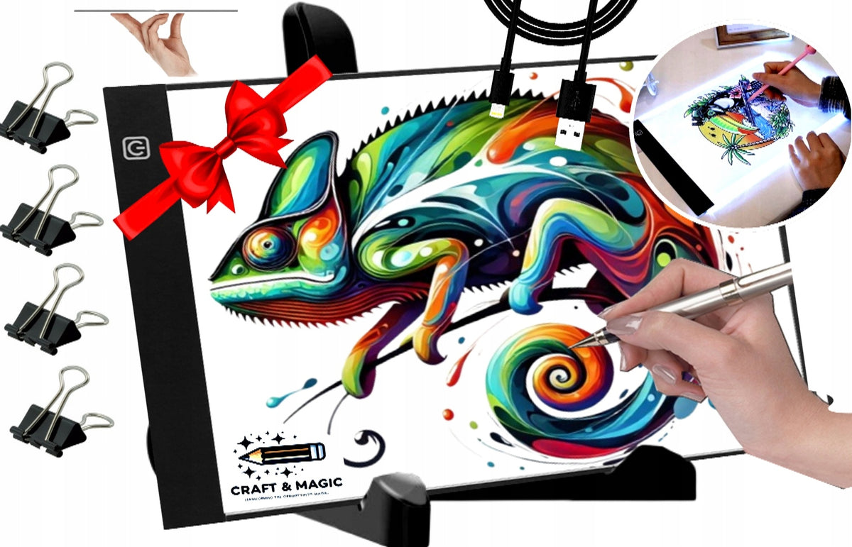 GRAPHIC TABLET + TABLET HOLDER + CLIPS - BRIGHTPAD DRAWING BOARD Manufacturer code Craft & Magic - Tablet z uchwytem
