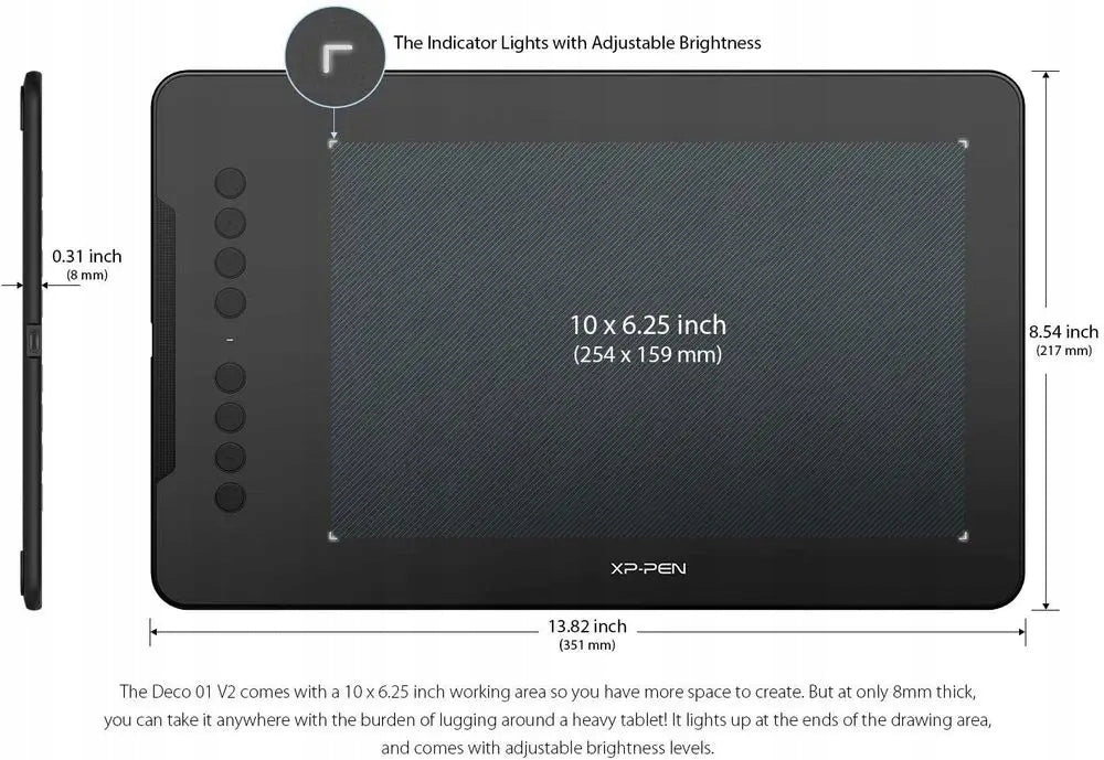 GRAPHICS TABLET XP-PEN DECO 01 V3 5080 LPI 8192 ST FOR GRAPHICS Model Deco 01 V2