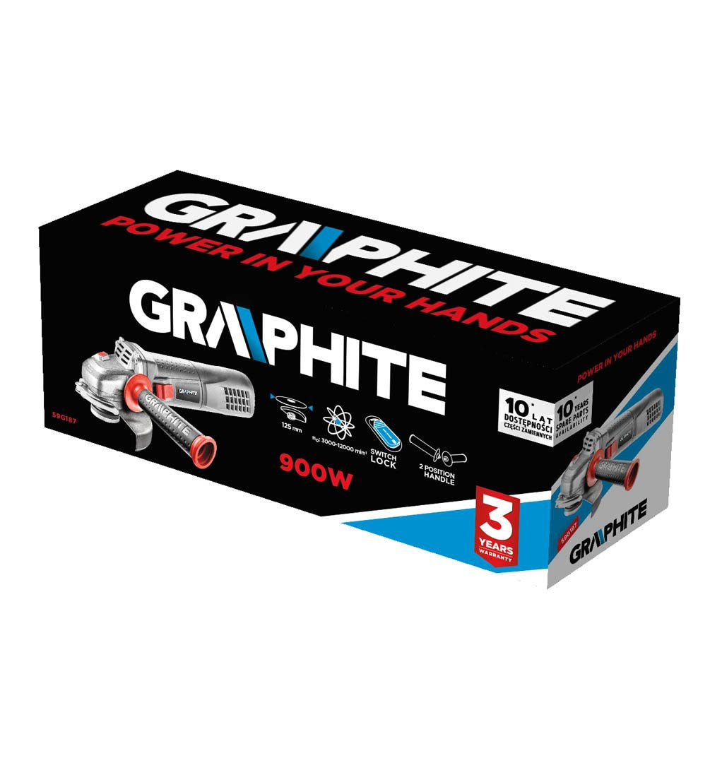 GRAPHITE 59G187 ANGLE GRINDER POLISHER 900W 125mm ROTATION ADJUSTMENT Packaging status original