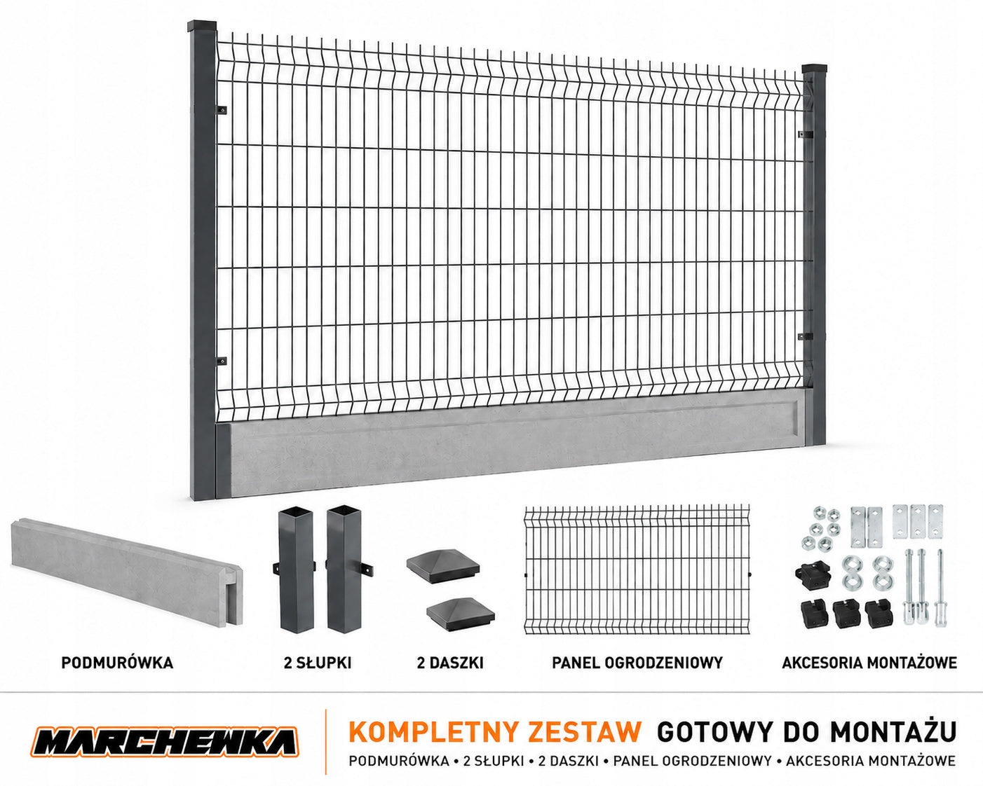 GRAPHITE PANEL FENCE SET 1,23 x 2,5 m READY FOR INSTALLATION