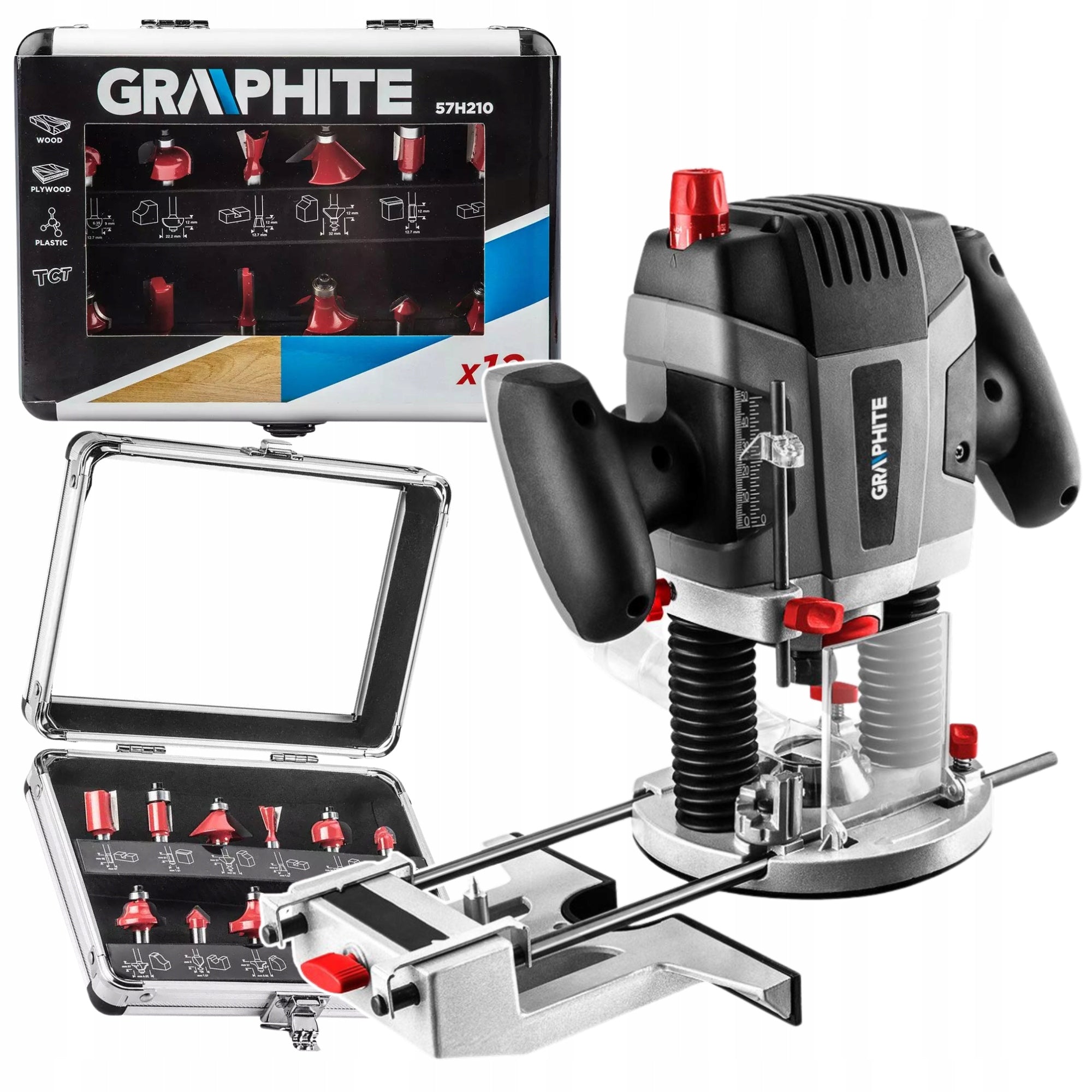 GRAPHITE Spindle milling machine 1300W + Cutters Case 12 pcs.
