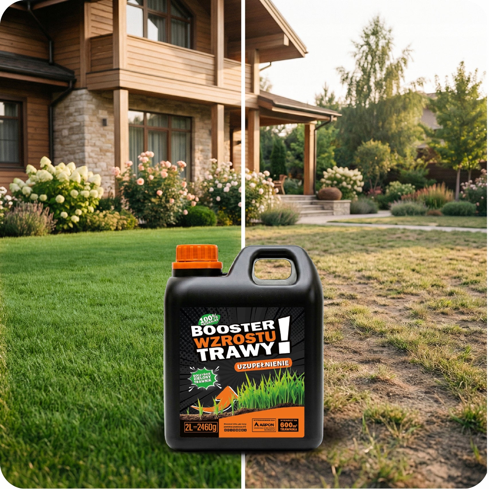 GRASS GROWTH BOOSTER SUPPLEMENT SUPPLY 2l NATURAL FERTILIZER BIO HUMUS 600m2 Packaging status original
