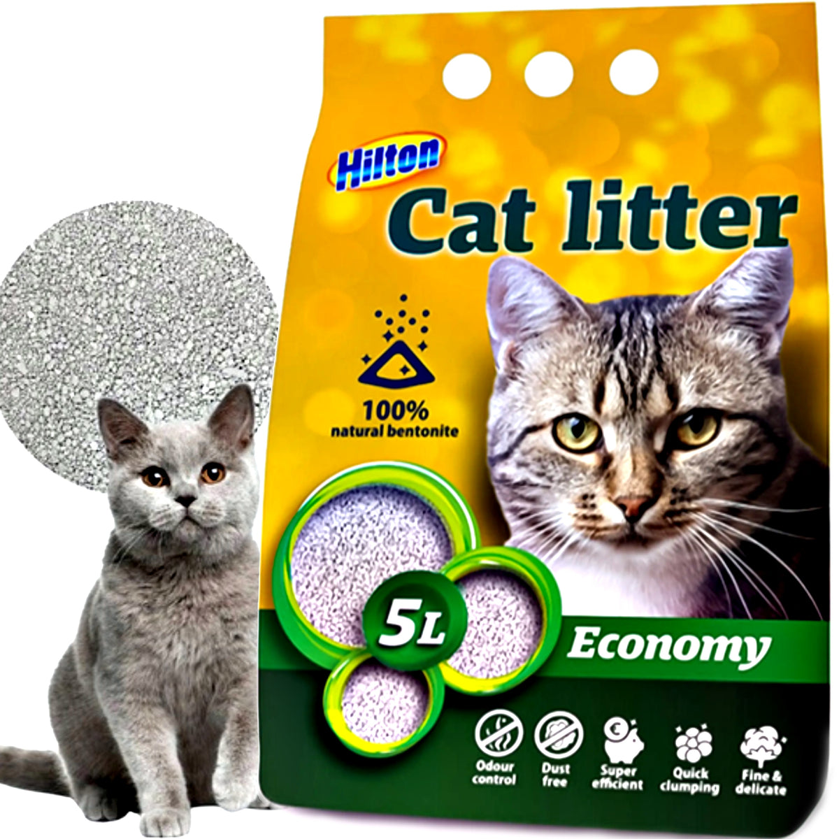GRAVEL SUPER CLUMPING ECONOMY FOR CATS 5L absorbs odors well