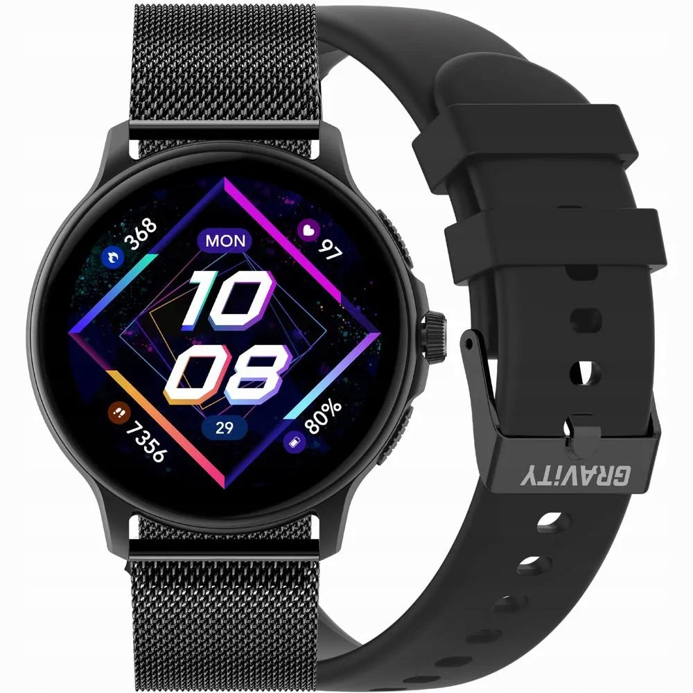 GRAVITY GT12-1 black smartwatch with pressure measurement