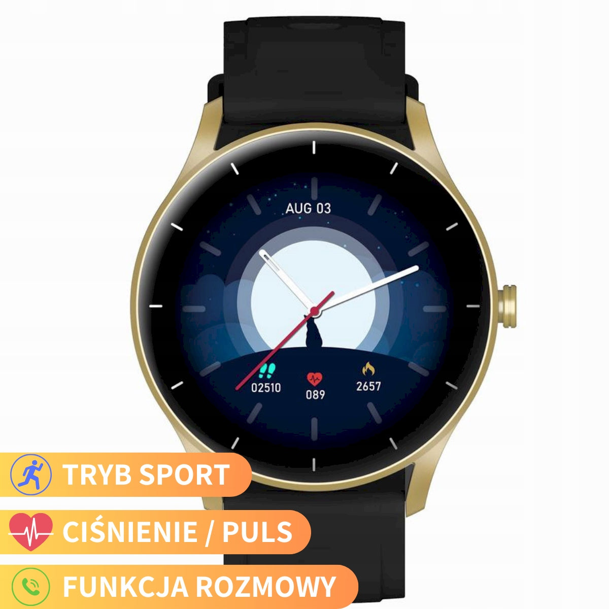 GRAVITY GT2-3 black and gold women's smartwatch with talk function Color black