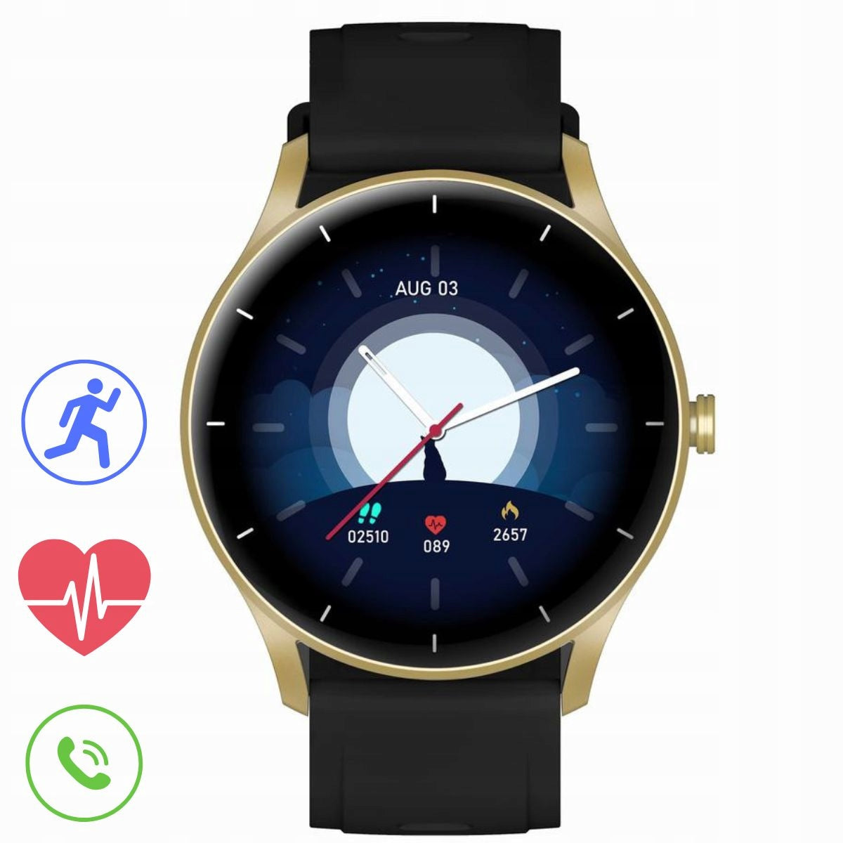GRAVITY GT2-3 black and gold women's smartwatch with talk function