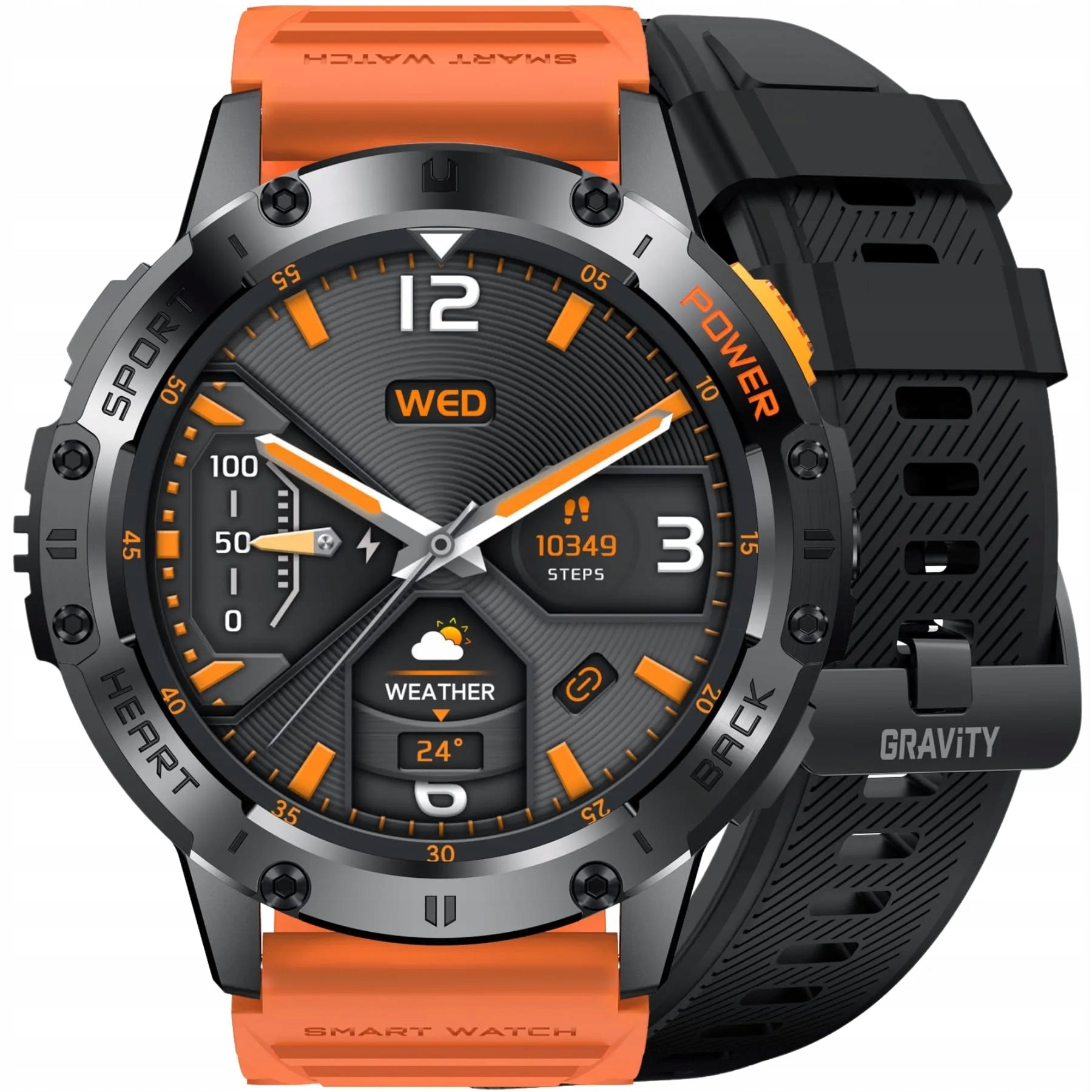 GRAVITY GT22-3 black men's smartwatch for talking to a flashlight