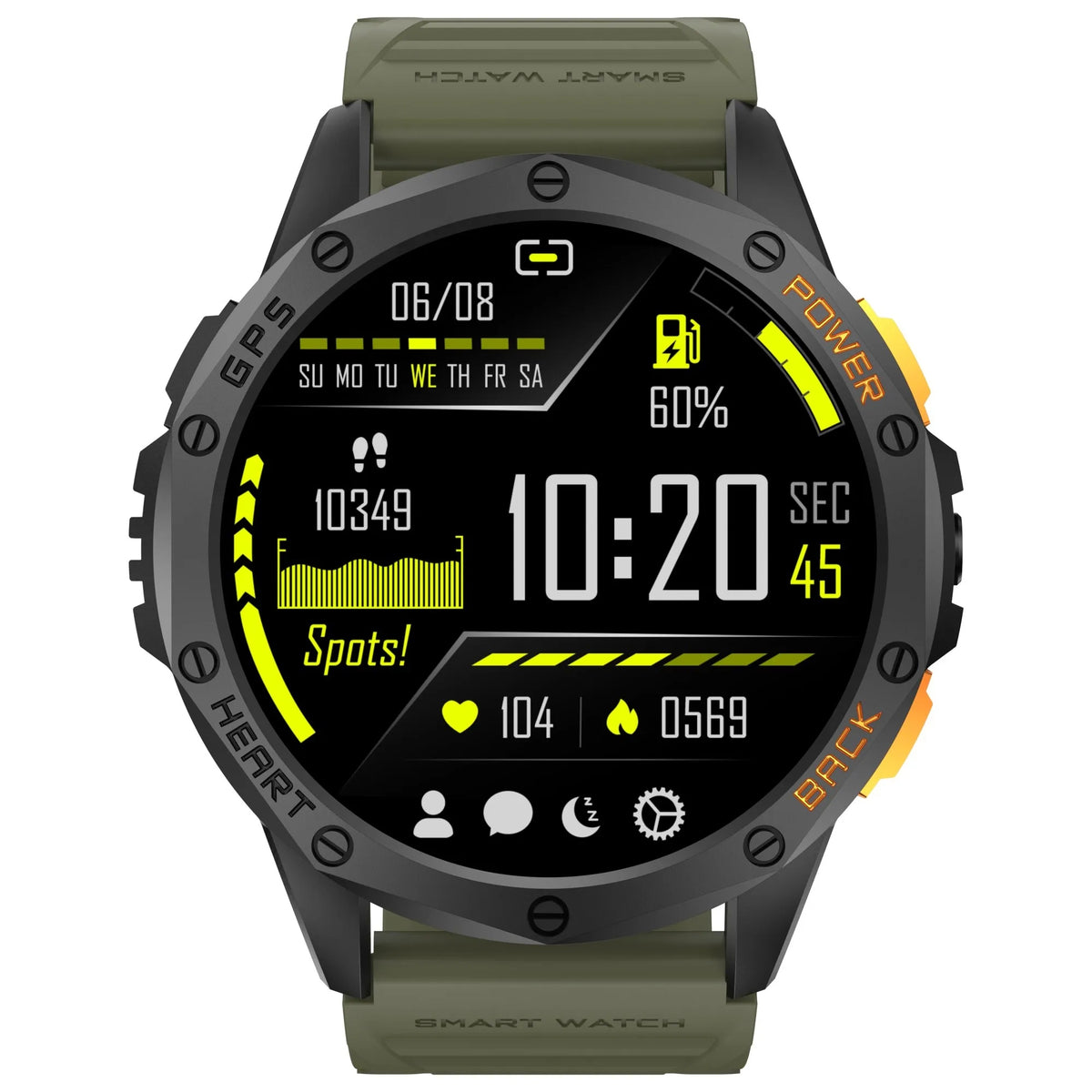 GRAVITY GT24-5 black and green smartwatch for compass calls Brand Gravity