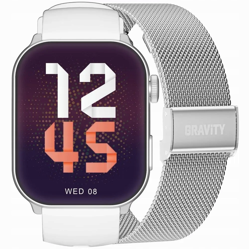 GRAVITY GT28-10 Rectangular Silver and White Smartwatch for Calling Model other