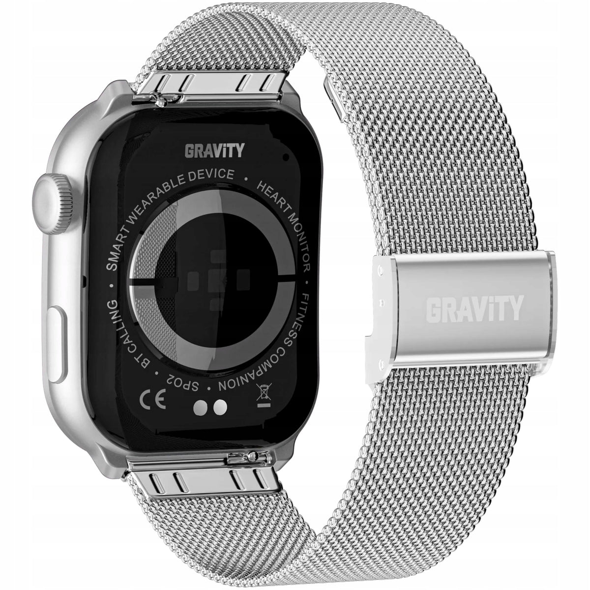 GRAVITY GT28-10 Rectangular Silver and White Smartwatch for Calling