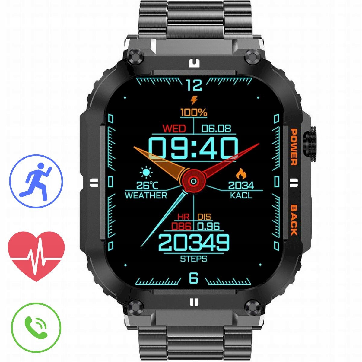 GRAVITY GT6-2 black men's smartwatch bracelet