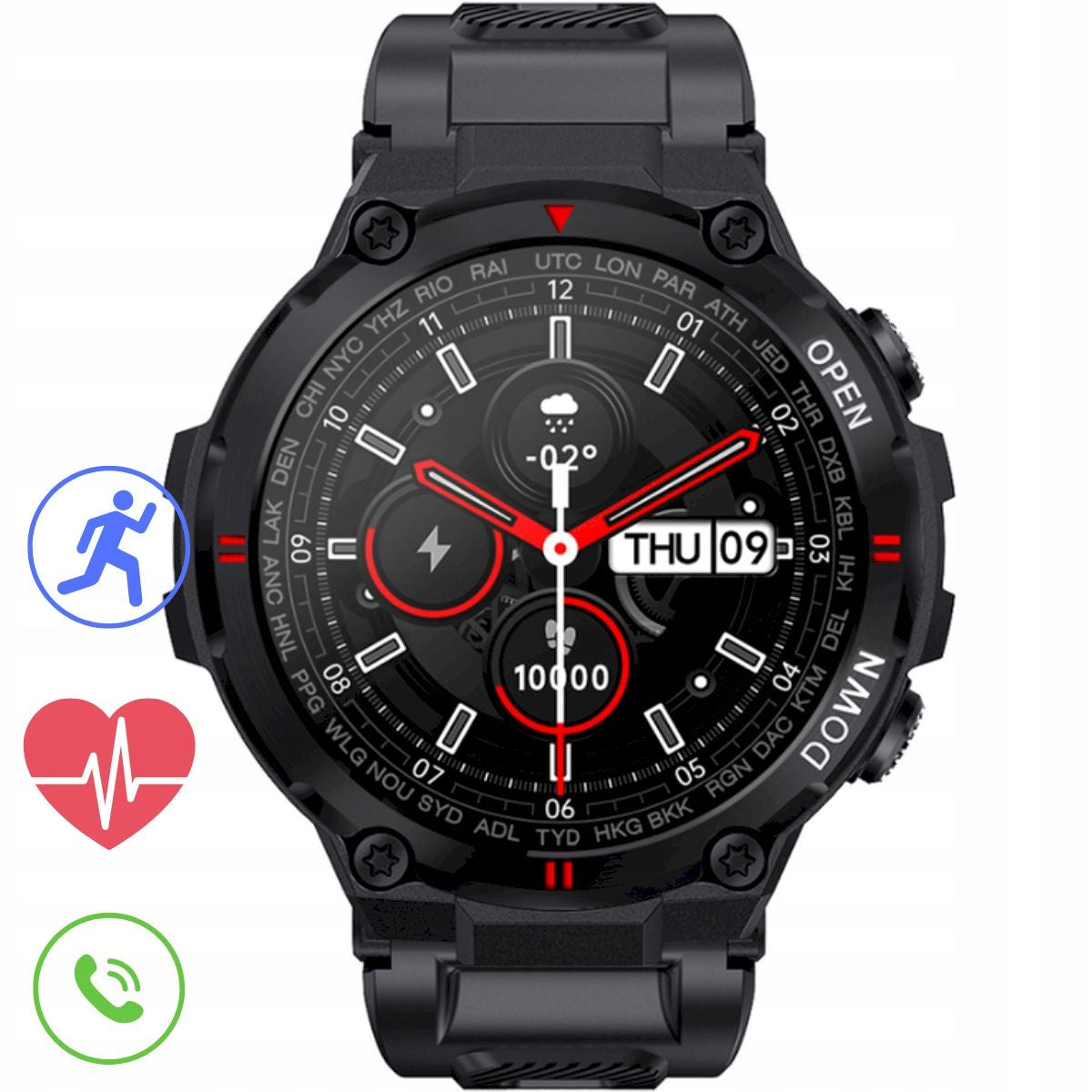 GRAVITY GT7-1 black men's smartwatch strap