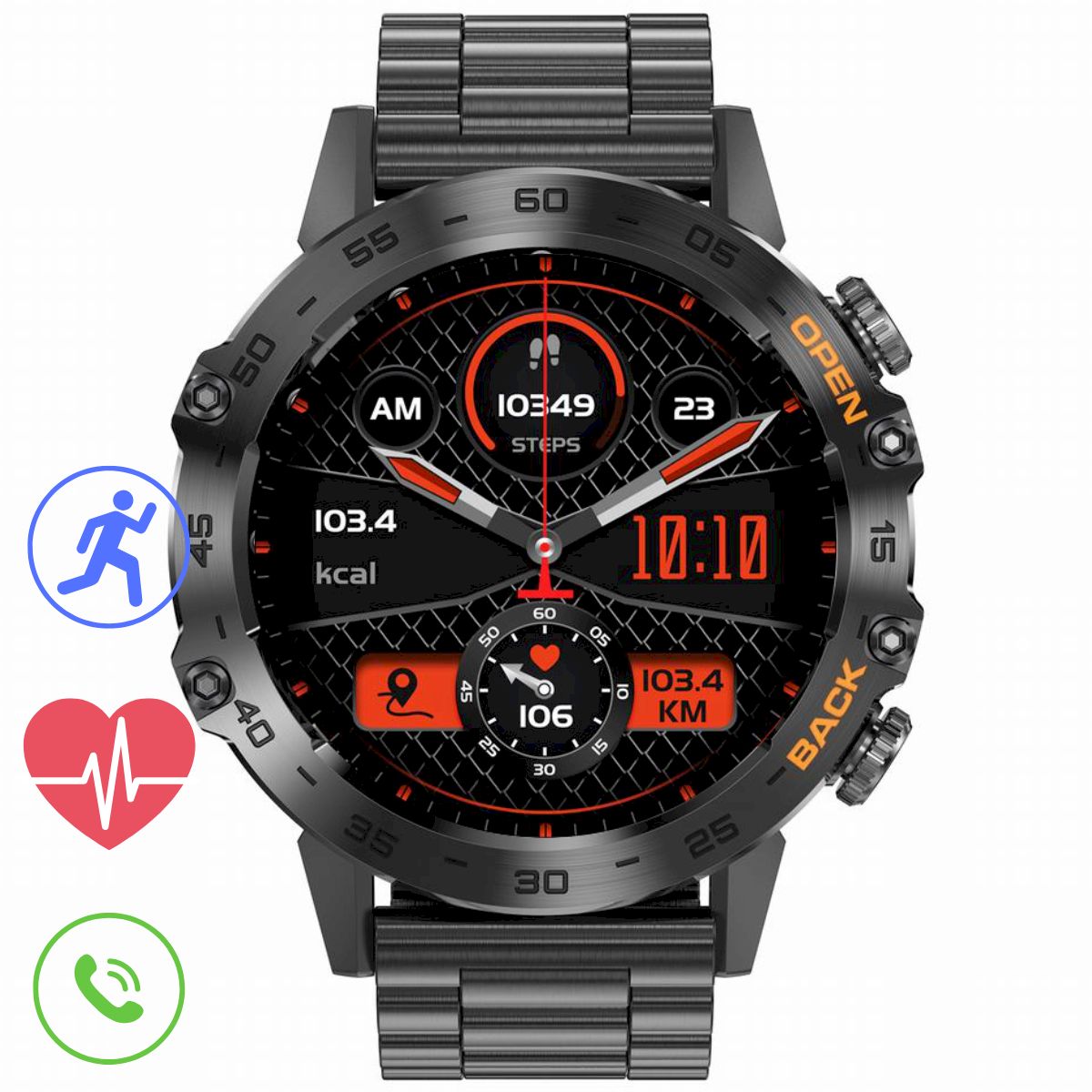 GRAVITY GT9-2 black men's smartwatch bracelet