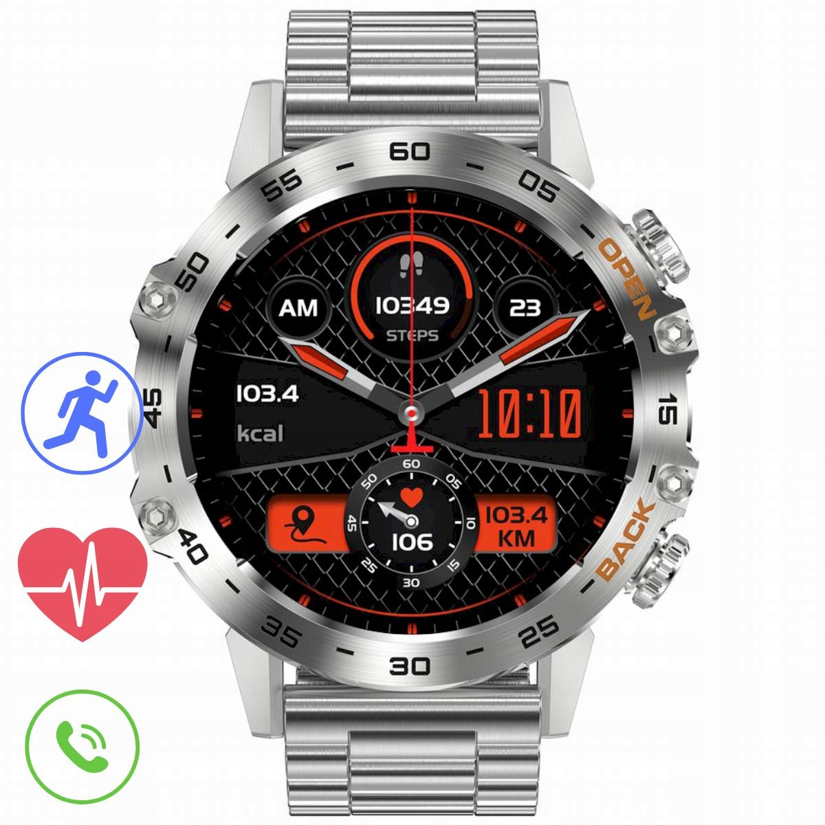 GRAVITY GT9-3 silver men's smartwatch bracelet with talk function