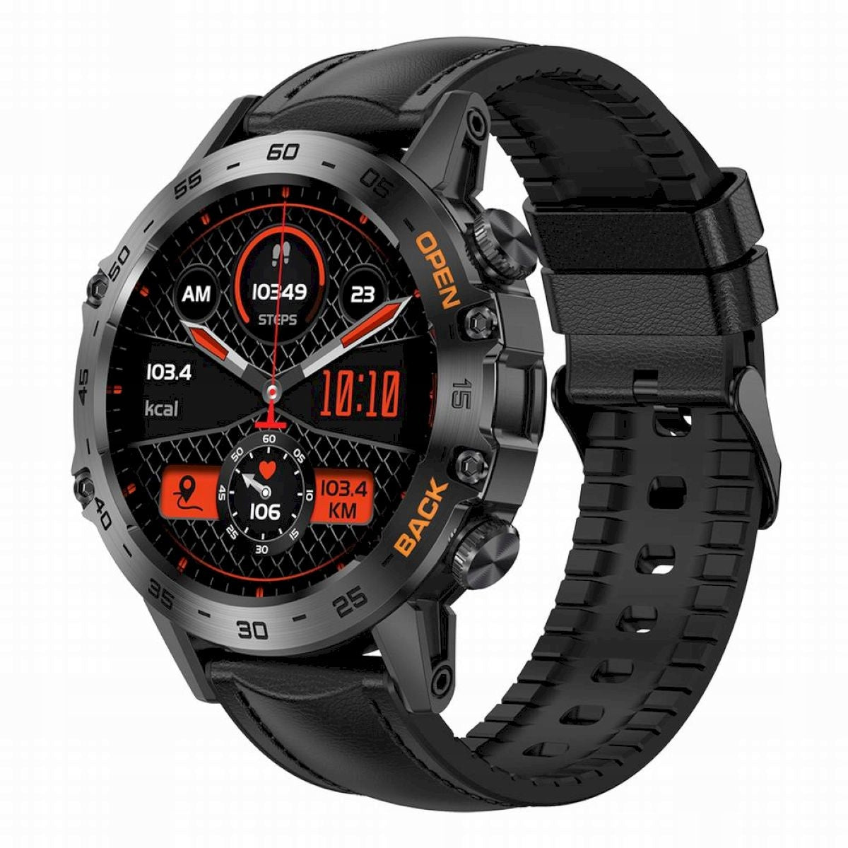 GRAVITY GT9-5 black strap leather smartwatch men's Color black