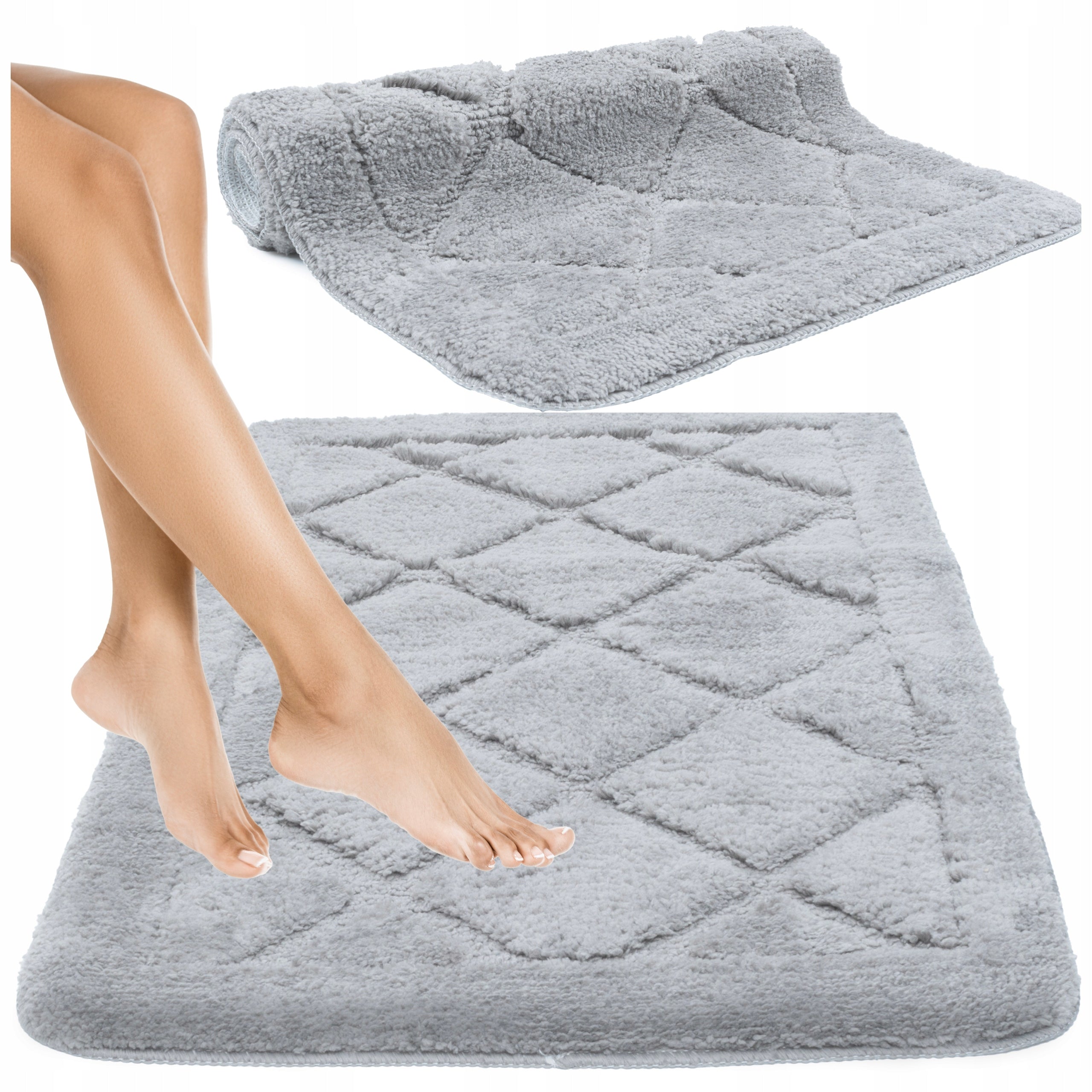 GRAY ABSORBENT, ANTI-SLIP, SOFT BATHROOM CARPET 40x60CM, DECORATIVE EAN (GTIN) 5904169738086