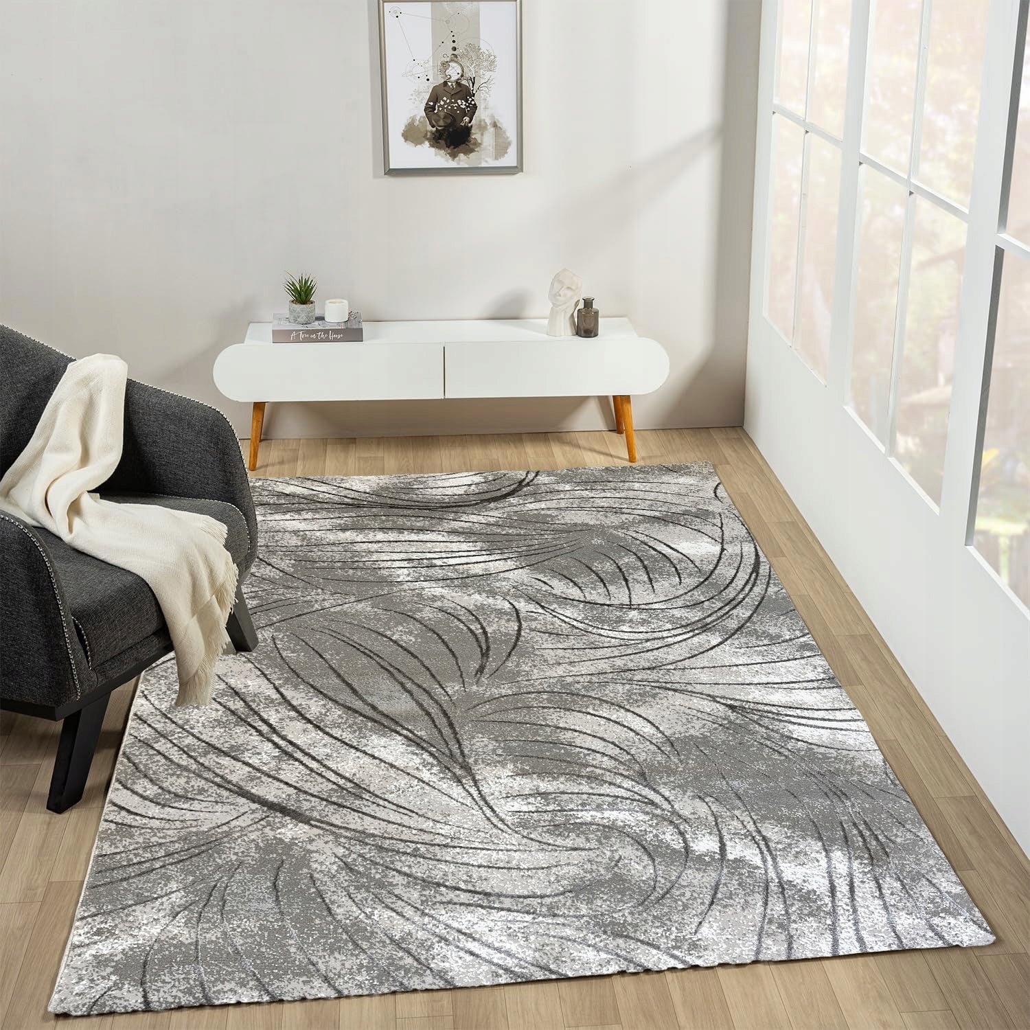 GRAY CARPET FOR LIVING ROOM 150X230 CM MODERN AND PRACTICAL DESIGN COZY HOUSE Brand Sindbad