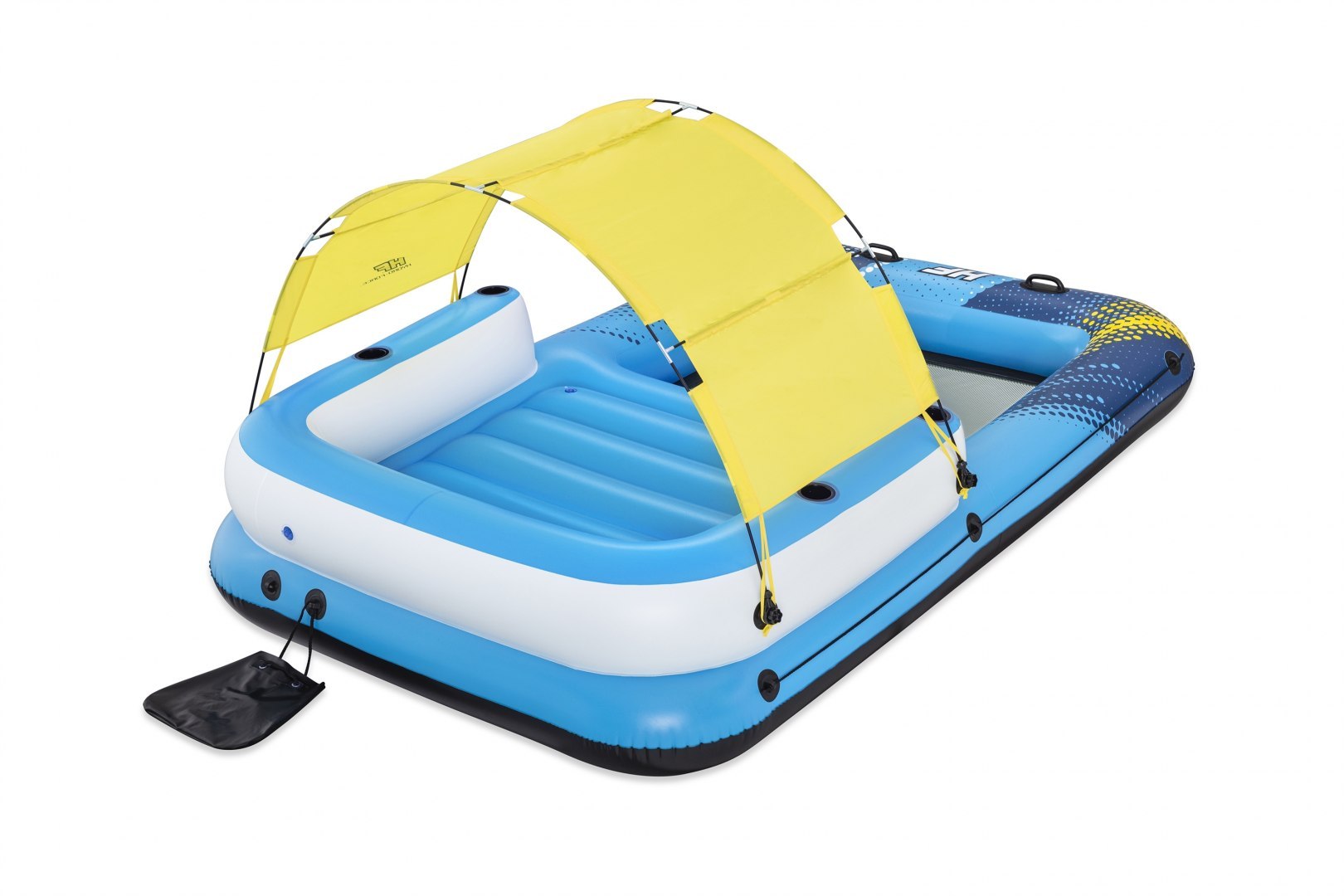 GREAT Inflatable SWIMMING ISLAND with Sun visor XXL mattress Volume 850 l