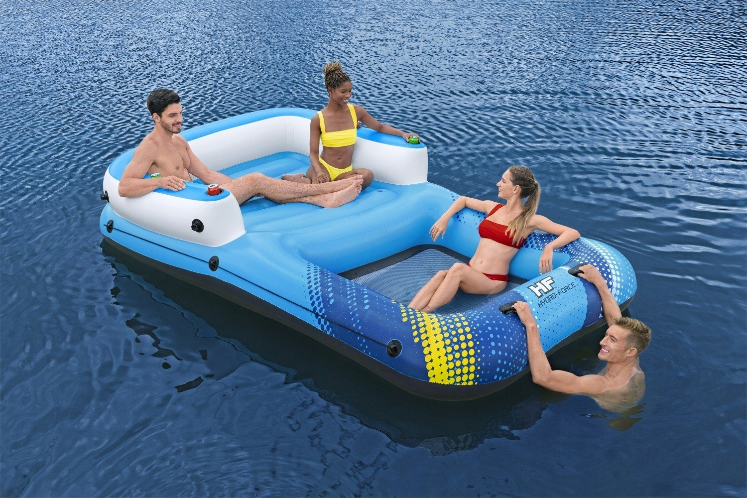GREAT Inflatable SWIMMING ISLAND with Sun visor XXL mattress