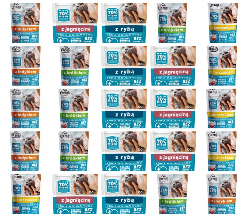 GREAT OFFER!!! CAT FOOD MIX OF FLAVORS 25 PIECES X 100G FRENDI