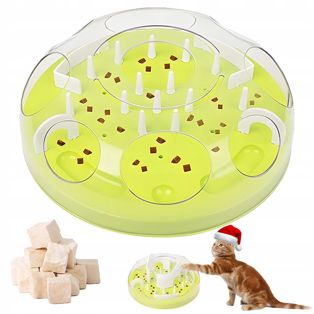 GREEN BOWL-LABYRINTH FOR SLOW CAT FOOD INTERACTIVE TOY
