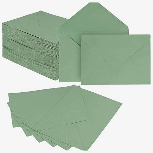 GREEN EUCALYPTUS PAPER ENVELOPES FOR INVITATIONS 150 PCS WEDding